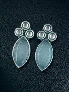 Monalisa Stone Silver Plated Stud Earrings | Oxidized Traditional Stylish Best Jewelry - color: "Grey"