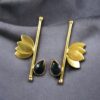 Handmade Gold Plated Lotus Stud Earrings | Monalisa Stone Ethnic Design Beautiful Jewelry 15 Handmade Gold Plated Lotus Stud Earrings with Monalisa Stone