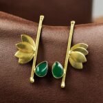 Bulk 120 Handmade Gold Plated Lotus Stud Earrings | Monalisa Stone Ethnic Design Beautiful Jewelry - "Green"