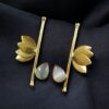 Handmade Gold Plated Lotus Stud Earrings | Monalisa Stone Ethnic Design Beautiful Jewelry 19 Handmade Gold Plated Lotus Stud Earrings with Monalisa Stone