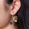 Handmade Gold Plated Lotus Stud Earrings | Monalisa Stone Ethnic Design Beautiful Jewelry 16 Handmade Gold Plated Lotus Stud Earrings with Monalisa Stone