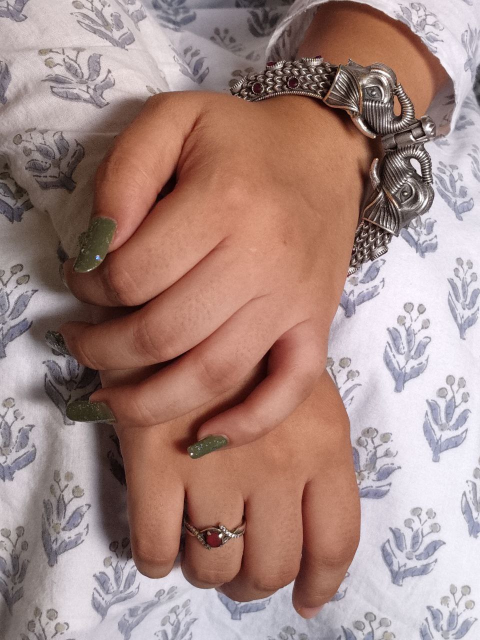 Ethnic Elephant Kada | Adjustable Silver Replica Openable Stone Work Bangle Perfect Gift For Girls 6 Ethnic Elephant Adjustable Silver Replica Kada with Stone Work