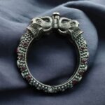 Ethnic Elephant Kada | Adjustable Silver Replica Openable Stone Work Bangle Perfect Gift For Girls - "Red"