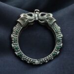 Ethnic Elephant Kada | Adjustable Silver Replica Openable Stone Work Bangle Perfect Gift For Girls - "Green"