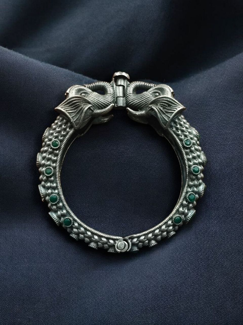 Ethnic Elephant Kada | Adjustable Silver Replica Openable Stone Work Bangle Perfect Gift For Girls 5 Ethnic Elephant Adjustable Silver Replica Kada with Stone Work