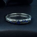 Bulk 108 Ethnic Silver Plated Adjustable Bangle | Best Stone Work Openable Kada Jewelry - "Blue"