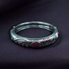 Ethnic Silver Plated Adjustable Bangle with Stone Work