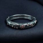 Bulk 112 Ethnic Silver Plated Adjustable Bangle | Best Stone Work Openable Kada Jewelry - "Baby Pink"