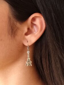 Unique Eiffel Tower Hook Earrings | German Silver Party Wear Dangler Earring