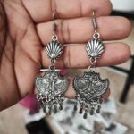 Oxidised Light Weighted Peacock Earring