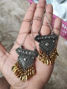 Oxidised Light Weighted Dual Tone Earring