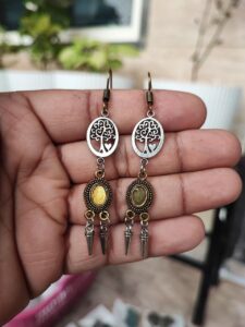 Oxidised Light Weighted Dual Tone Hanging Earring