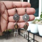 Oxidised Dual Tone Hook Charms Earring