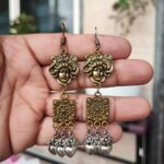 Oxidised Statement Golden Tone Dangler Earring