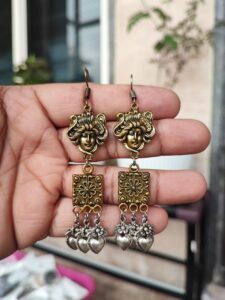 Oxidised Statement Golden Tone Dangler Earring