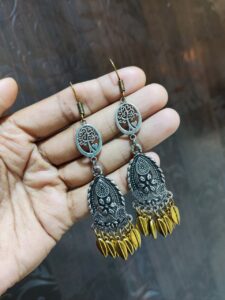 Oxidised Dual Tone Light Weighted Earring