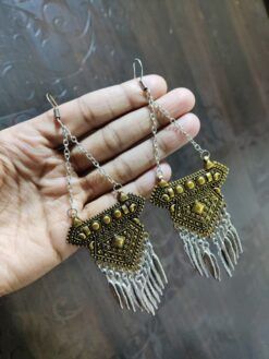 Oxidised Designer Dual Tone Hanging Earring