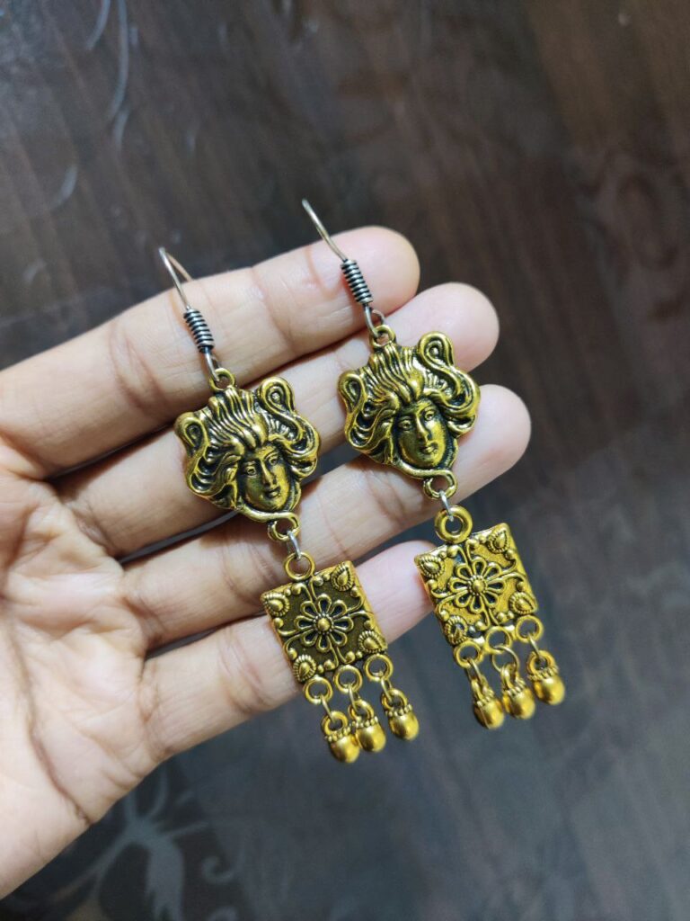 Oxidised Statement Dual Finish Earring