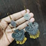 Oxidised Dual Finish Hanging Earring