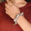 Designer silver replica oxidized openable kada bangles for women.