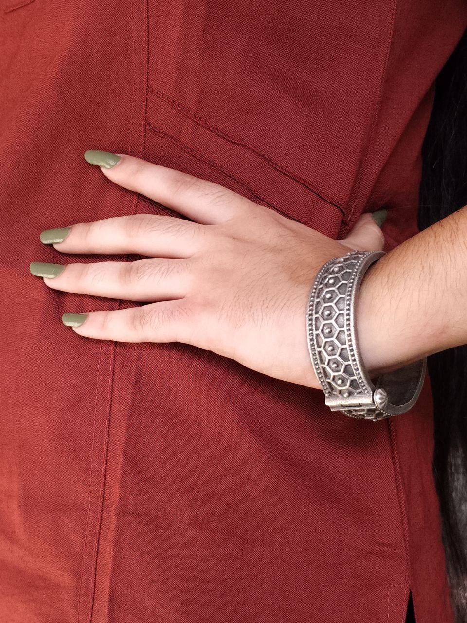 Silver Replica Oxidized Bangles | Affordable Openable Kada for Traditional Wear 2 Silver Replica Oxidized Bangles Openable Kada for Women