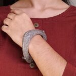Ethnic Silver Replica Triangle Shape Kada | Beautiful Oxidized Openable Bangles for Women