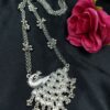 German silver peacock design necklace with ghungroo chain detailing.