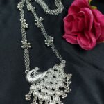 Unique Peacock Design Necklace | German Silver Ghungroo Chain Jewelry