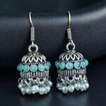 Bulk 264 German Silver Pearl Jhumka Earrings | Stylish Stone Hook Danglers Ethnic Wear Amazing Jewelry - "Mint"