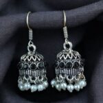 Bulk 272 German Silver Pearl Jhumka Earrings | Stylish Stone Hook Danglers Ethnic Wear Amazing Jewelry - "Black"