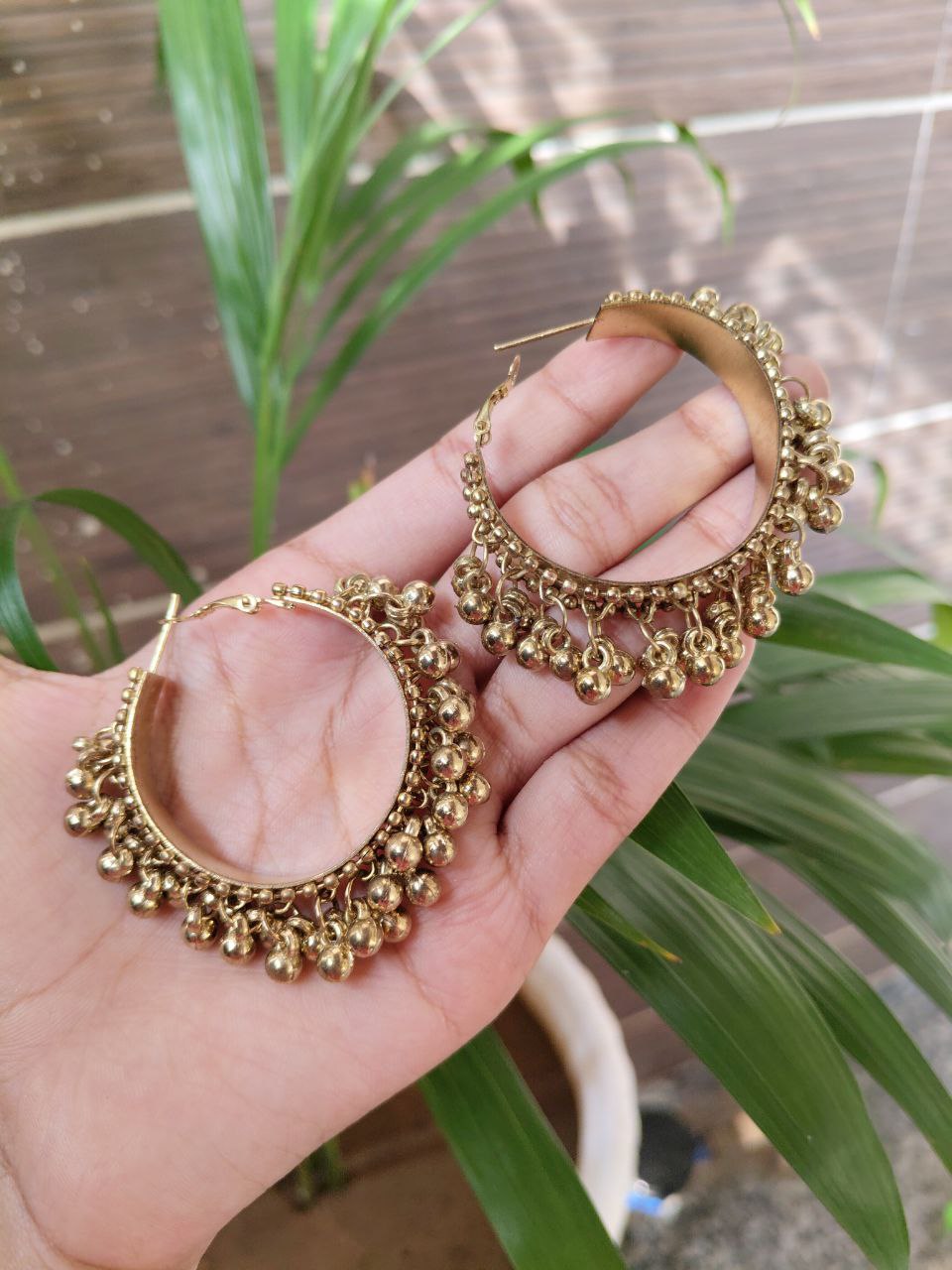 Oxidised Golden Ghunghroo Hoop Earring 1 Oxidised Golden Ghunghroo Hoop Earring