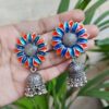 Oxidised Meenakari Flower Jhumka Earring