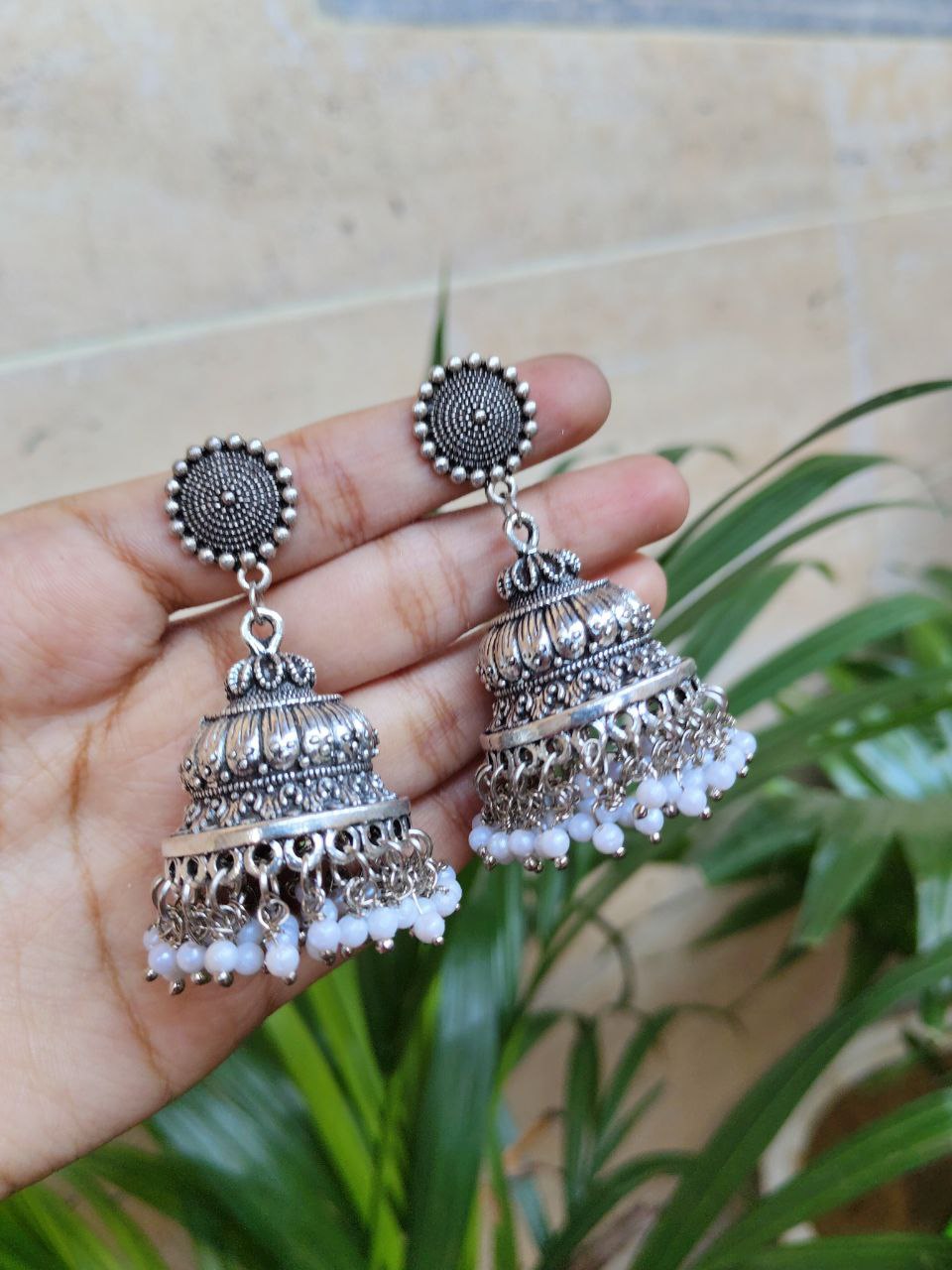 Oxidised Stud Traditional Jhumka Earring 1 Oxidised Stud Traditional Jhumka Earring