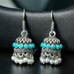 Bulk 258 German Silver Pearl Jhumka Earrings | Stylish Stone Hook Danglers Ethnic Wear Amazing Jewelry - "Aqua"