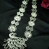 Traditional German Silver Long Peacock Necklace with Ghungroos