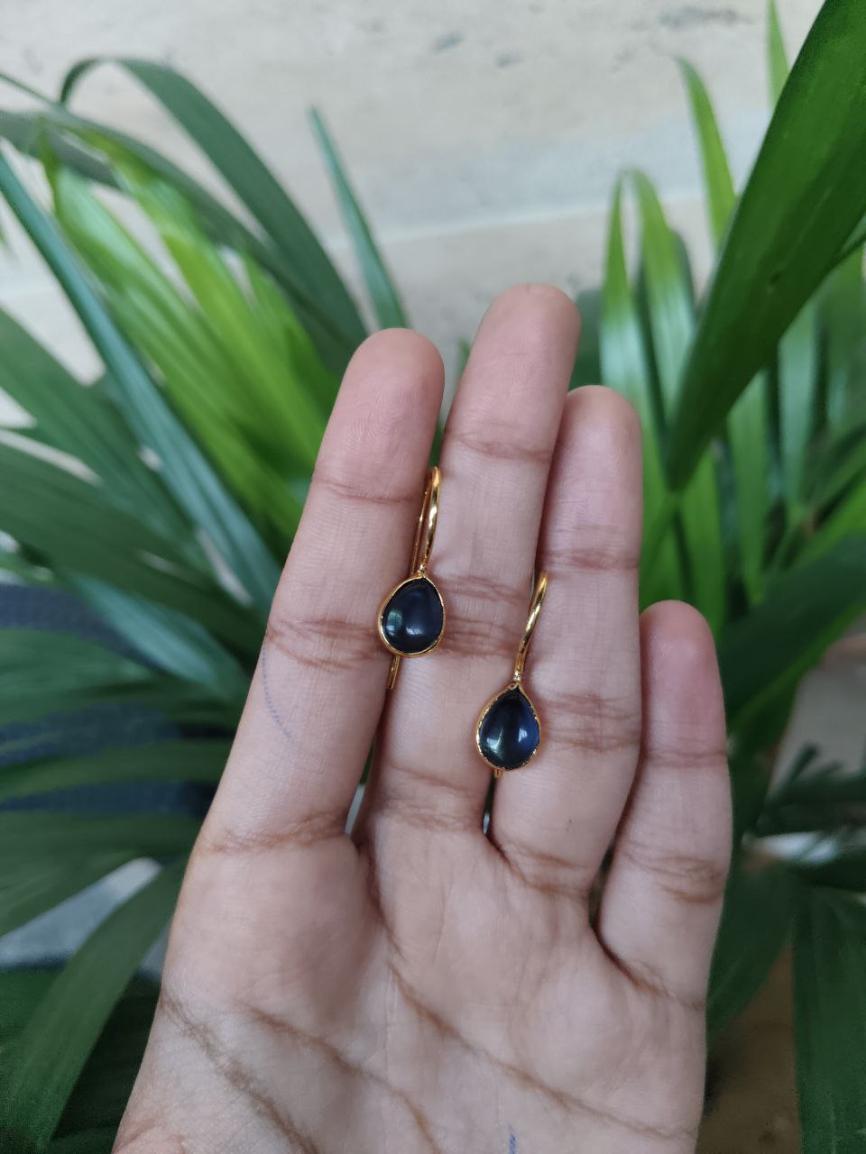 Premium Gold Plated Drop Shape Earrings | Stone Work Hook Dangler Best Gift for Girls 8 Premium Gold Plated Drop Shape Earrings | Stone Work Hook Dangler Best Gift for Girls - Image 9