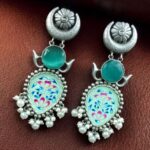 Bulk 60 Handmade Silver Plated Hand Painting Tanjor Art Earrings - "Mint"