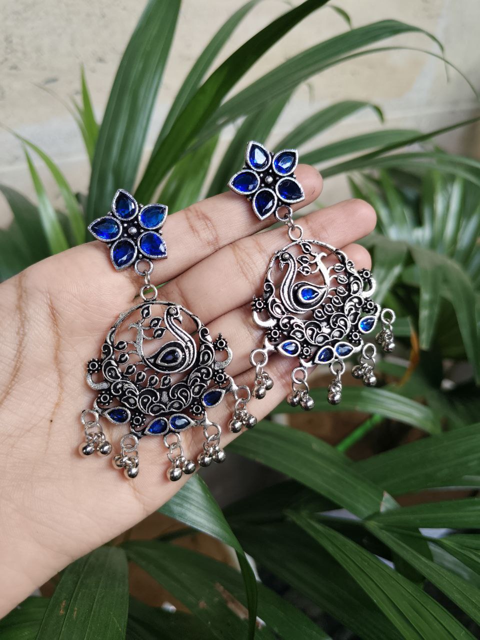 Oxidised Traditional Peacock Earring 1 Oxidised Traditional Peacock Earring