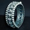 Traditional Oxidized Flower Design Bangle | Stone Work Ethnic Vintage Look Stylish Beautiful Jewelry 13 Oxidized Flower Design Stone Work Bangle in Vintage Ethnic Style