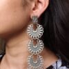 Unique German Silver 3 Layer Earrings | Stylish Ethnic Dangler Jewelry for Women 11 Unique German Silver 3 Layer Earrings for Women