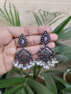 Oxidised Silver Plated Dangler Earrings | Traditional Ethnic Jewelry for Women and Girls