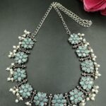 Bulk 246 Traditional Flower Design Choker Necklace | Pearl & Stone Work Best Jewelry - "Mint"