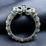 Ethnic Elephant Kada | Adjustable Silver Replica Openable Stone Work Bangle Perfect Gift For Girls - "Blue"