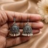 Traditional Pearl Work Heart Design Jhumki Earrings | Oxidized German Silver Perfect Jewelry For Girls 4 Traditional Heart Design Jhumki Earrings with Pearl Work in Oxidized German Silver