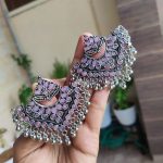 Bulk 50 Elegant Stone Work Stud Earrings | Silver Replica Lightweight Daily Wear Jewelry for Women and Girls - "Babypink"