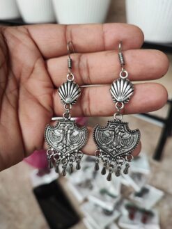 Unique Oxidised Light Weight Dangler Earrings | Stylish Daily Wear Silver Replica Jewelry for Women