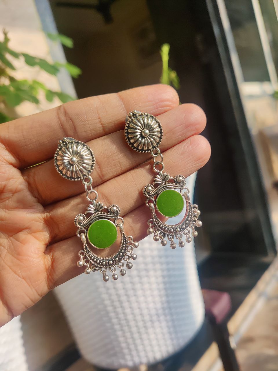 Dailywear Meenakari Chandbali Earrings | Lightweight Traditional Jewelry for Women 2 Dailywear Meenakari Chandbali Earrings | Lightweight Traditional Jewelry for Women - Image 2