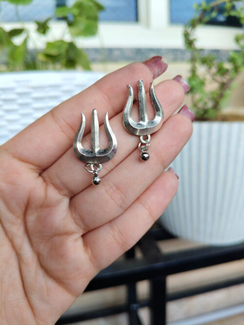 Stylish Oxidised Trishul Earrings | Traditional Spiritual Ethnic Jewelry for Women