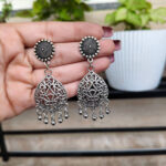 Elegant Oxidised Floral Art Dangler Earrings | Stylish Ethnic Jewelry for Women