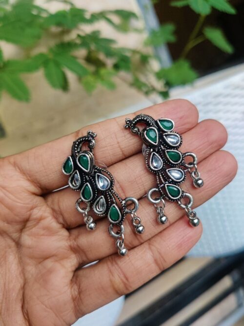 Peacock Design Stone Work Stud Earrings | Elegant Traditional Jewelry for Women